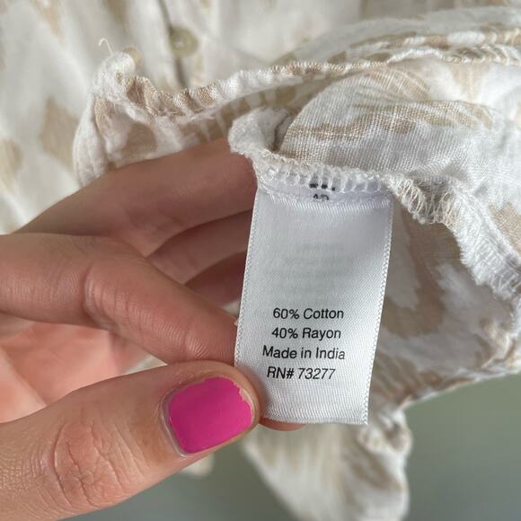 Sonoma printed gauze v-neck button down blouse - Picture 6 of 6